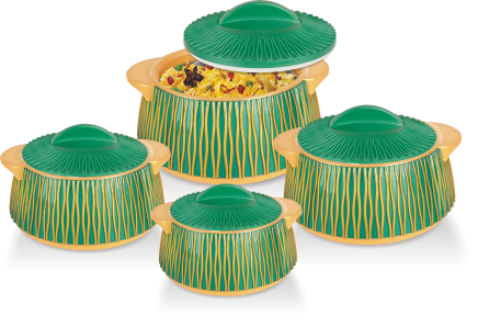 Emerald Stripe Insulated Plastic Casserole Set