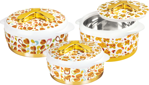 Golden Bloom Insulated Plastic Casserole Set