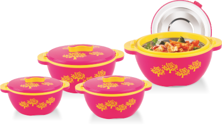 Pink Royale Insulated Plastic Casserole Set