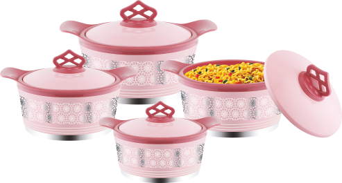 Designer Pink Insulated Plastic Casserole Set