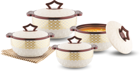 Cream Brown Insulated Casserole Set